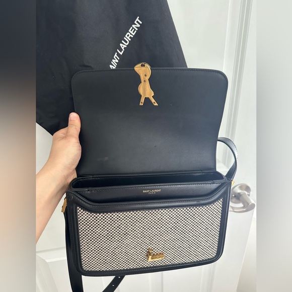 Saint Laurent Tweed Houndstooth Medium Solferino in Black - Picture 15 of 16